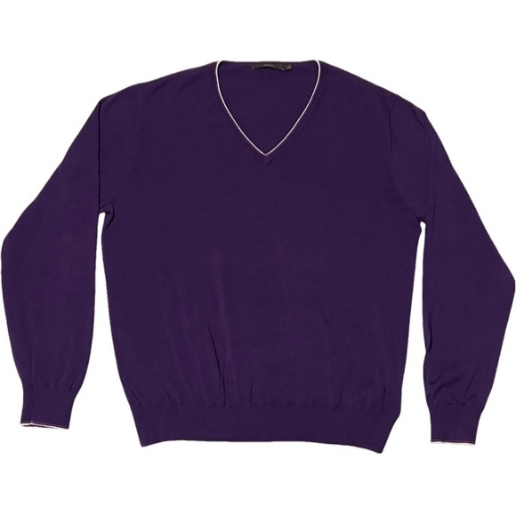 NWOT/NBW Seventy Venezia Men’s Purple lightweight V-Neck Sweater. - Picture 1 of 8